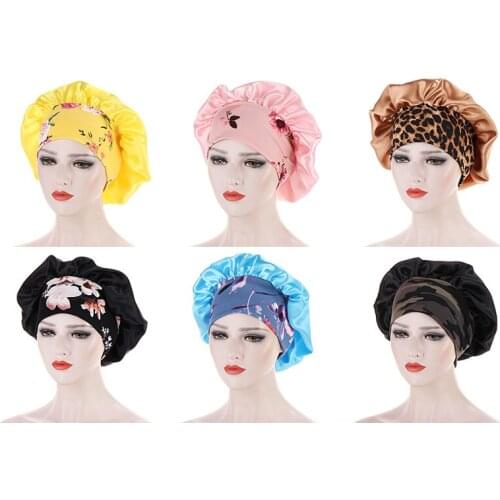 Bonnet Hat Chemotherapy Hat Wide-brim Not Le Wig Hat Satin Elastic Night Sleep Hair Care Beauty Bonnet Hat 1Piece
