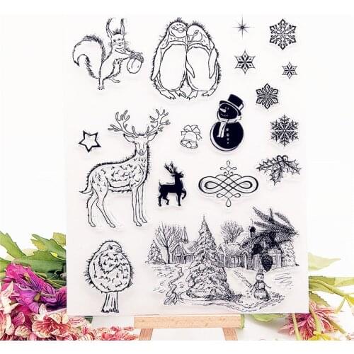 16.5*21CM Penguin Transparent Clear Stamps / Silicone Seals Roller Stamp for DIY scrapbooking photo album/Card Making