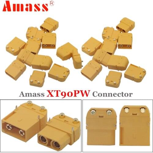 2pair Amass XT90PW XT90-PW Male Female Connectors Brass Gold Banana Bullet Plug For RC Lipo Battery PCB Board Connect Parts Toys