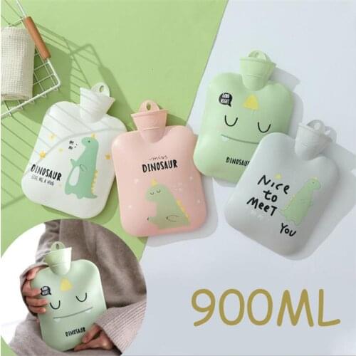 Dinosaur Silicone Hand Warmer Hot Water Bag Microwave Heating Water Injection Thermos Cute Hot Water Bottle Bag Winter Warm900ML