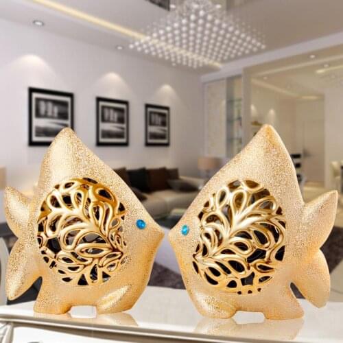 Wedding gift, Lovers gifts, modern ceramic decoration, Home decor, living room, a couple of fish, Tropical fish figure, figurine