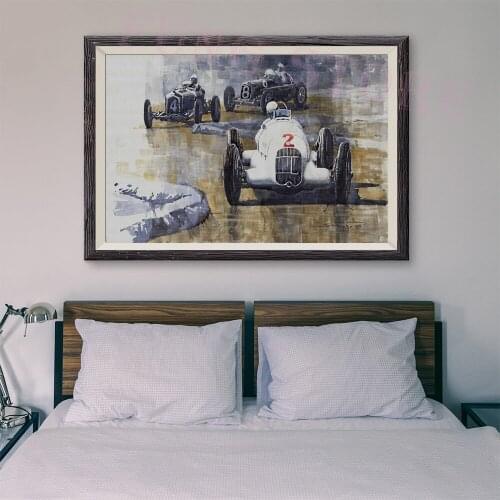 T146 Retro Racing Car Classic Painting White car 93 Custom Silk Poster Home Deco Wall Art Christmas Gift