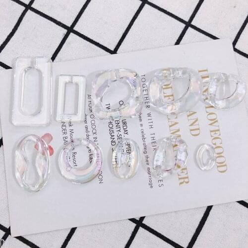 DIY New Jewelry Transparent Symphony Irregular Shape Open Oval Jewelry Pendant Earring Accessories 8pcs