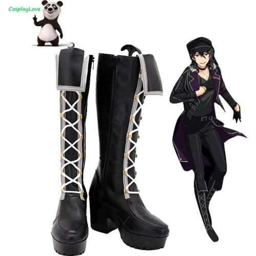CosplayLove Ensemble Stars Rei Sakuma Black Brown Cosplay Shoes Long Boots Leather Custom Made