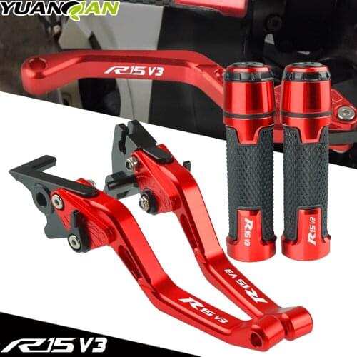 1 Pair CNC Aluminium For YAMAHA R15 V3 R15V3 2017 2018 2019 Motorcycle Adjustable Folding Brake Clutch Levers handlebar Grips