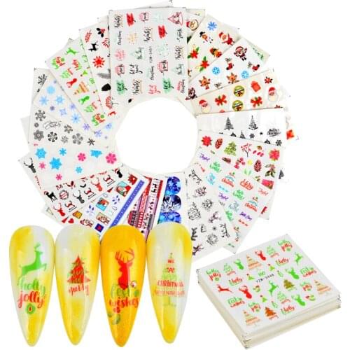 100 Designs For Choose Nail Polish Sticker Christmas Flower Abstract Lady Face Water Decals Manicure Tattoos Nails Decorations