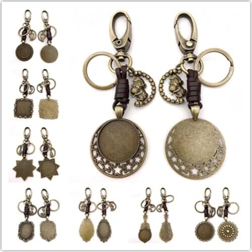 2pcs/lot Diy base alloy accessories time gem glass patch retro key chain, Used in jewelry making