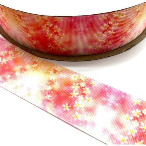 5Yards 1.5" 40MM Shiny Rainbow Gold Star Printed Grosgrain Ribbon For Hair Bows DIY Crafts Handmade Accessories #05