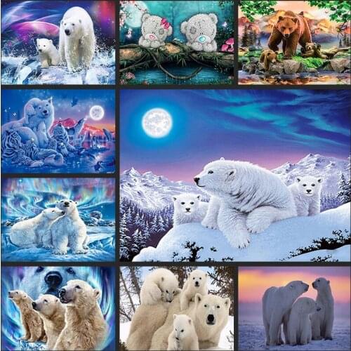 DIY 5D fullDiamond Mosaic Polar bear Handmade Diamond Painting Cross Stitch Kits Diamond Embroidery Patterns