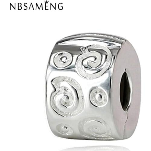 Authentic 100% 925 Sterling Silver Beads European Stopper Beads Clips Locks Bead Charm Fit Bracelets & Bangles Jewelry