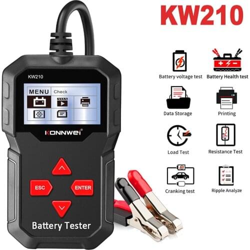 KONNWEI KW210 Automatic Smart 12V Car Battery Tester Auto Battery Analyzer 100 to 2000CCA Cranking Vehicle Battery Test Tools