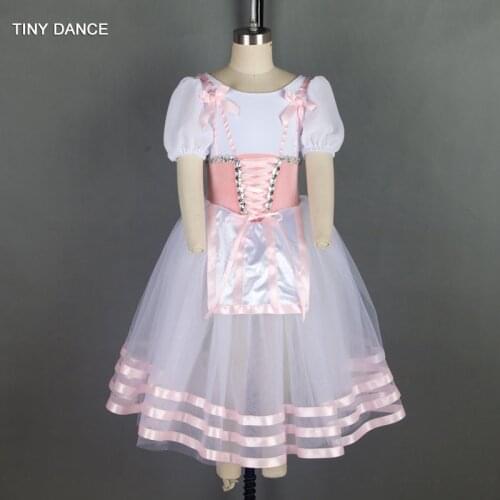 White Chiffon Short Sleeve Ballet Dance Costume Leotard Tutu Dress for Child and Adult 18593
