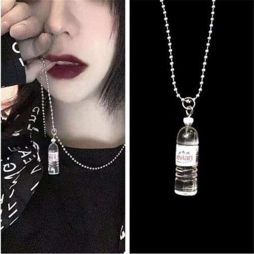 Stainless Steel Chain Acrylic Pendant Casual Trendy Mineral Water Bottle Necklace For Women Men Jewelry Gifts di194