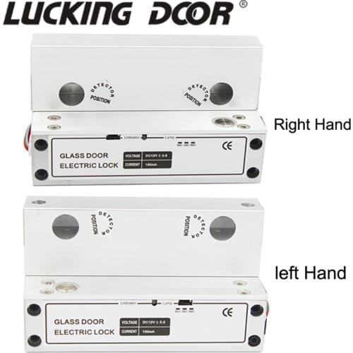DC12V Left+Right Security Electric Drop Bolt Lock Frameless Glass Door Electronic Lock For Access Control System