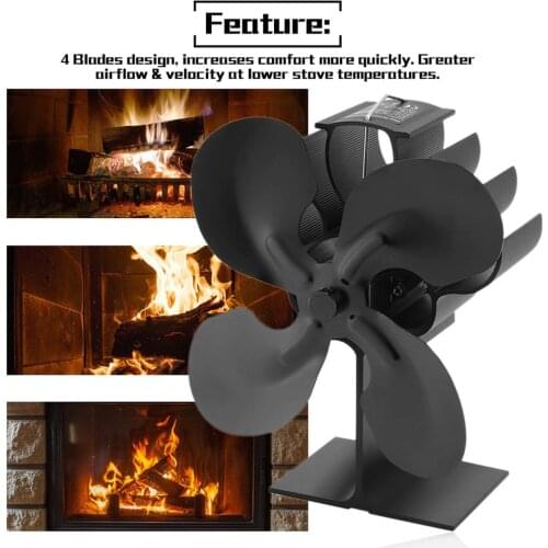 Home Fireplace 4 Blades Heat Powered Stove Fan Low Noise Electric Stove Fan Effectively Dispersing Warm Air for Fireplace