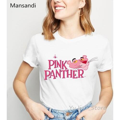 Pink Panther holding rose print t-shirt graphic tees women funny t shirts kawaii clothes tumblr tops tee shirt femme