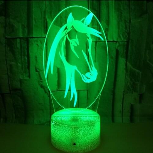 Creative Horse Led Night Lightbirthday Gift Horse Head 3d Night Lamp Stereo Illusion Usb Led Desk Lamp