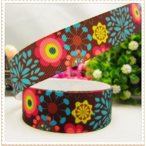 XW148138,22mm flower Series printed grosgrain ribbon,Handmade diy hair bands bow ribbon material, Wedding Gift Packaging