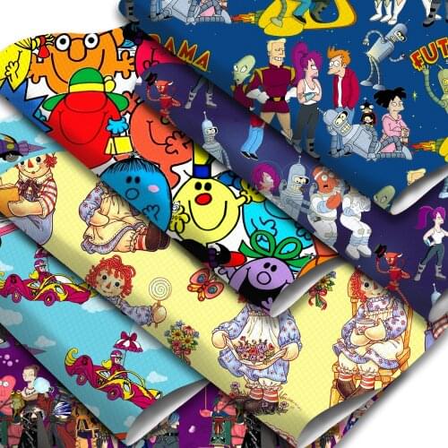 Cartoon Characters Faux Leather Sheets Printed Synthetic Leather Fabric 20x33cm for DIY Earrings Hair Bows Garment Crafts