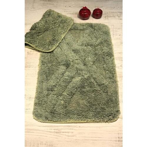 Bonny Home of Zeugma Green 2'li 100 Cotton Bath Mat Mat Set Toilet Seat Team