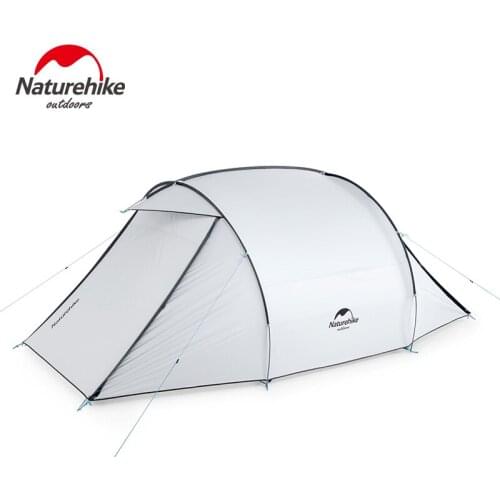 Naturehike 3 Persons Large Space Camping Tent Outdoor 2 Way Door Coated Silver Sunscreen Rainproof Family tent