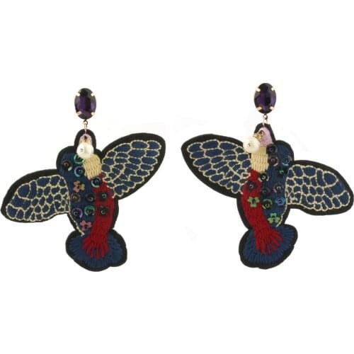 Zouchunfu New Design Bohemian Bird Earrings For Women Fashion Drop Earrings Ethnic Exaggerated Embroidery Big Earrings Oorbellen