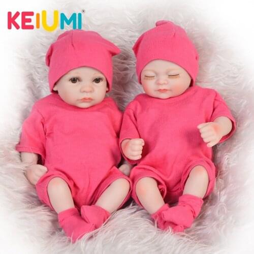 Lovely 11 Inch Boneca Reborn Toys Full Silicone Body Vinyl Babies Doll Twins Close And Open Eyes Girl Doll For Kid Birthday Gift