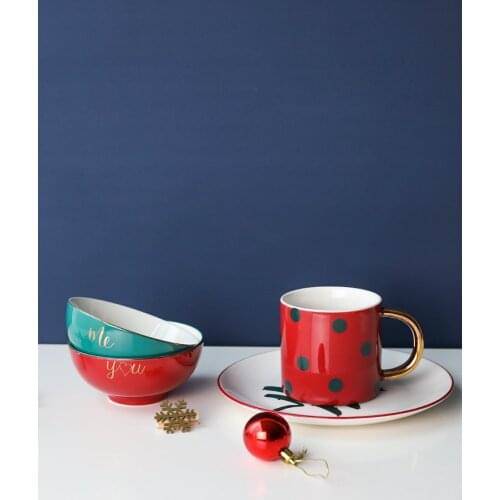 Christmas Ceramic Tableware Description Phnom Penh Western Dish Steak Household Rice Bowl Mug