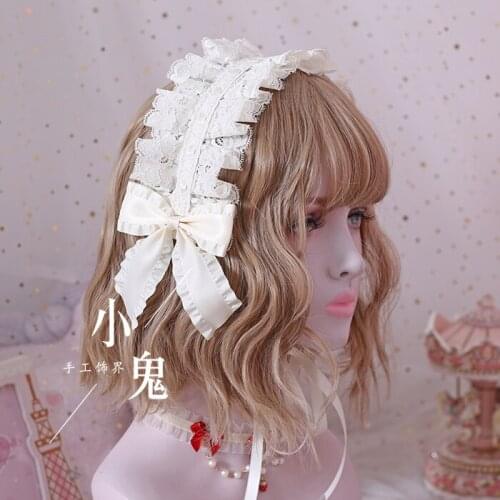 Hand made Lolita Lolita generated color flower wedding band laced lace bow headdress daily