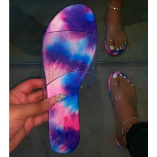 Star Print Graffiti Women Slides Clear Strap On-slip Brown Slippers 2020 New Summer Flower Print Beach Flip Flop Outdoor