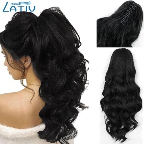 Lativ Claw Clip in Ponytail Synthetic Extension Long Curly Wavy Ponytail Hair Extensions Claw Jaw in Fake Hair For Women