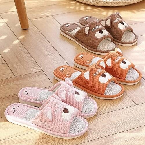 PVC Deodorant Thick Platform Slippers Indoor Slipper Linen Soft Anti-Slip Couples Home Floor Slides Ladies Summer Shoes