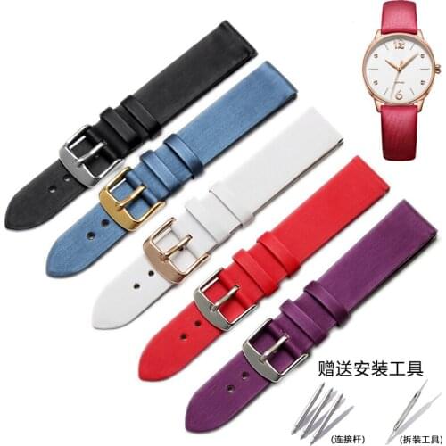 Smooth Ultrathin Spun silk Watchband 17mm 19mm Size Replacement Leather Watch bands For Womens Pin buckle