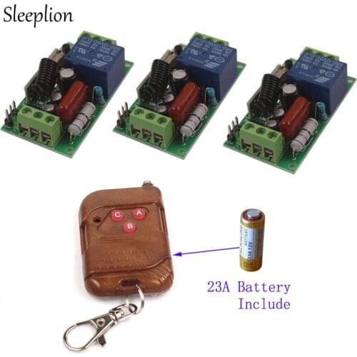 Sleeplion 220V 10A Universal 433MHz Remote Control Switch Remote Control Light Switch 220V 1/2/3 Transmitter 3 Receiver Modules