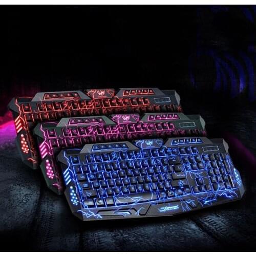 STORM BIRTH Backlight Keyboard LED 3-Color USB Wired Burst Crack Colorful Breathing Waterproof Computer Crack Gaming Keyboard