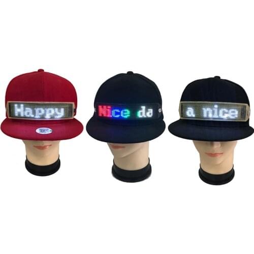 Luminous LED Hat Mobile App Programmable Scrolling Message Display Baseball Cap Party Light Up Fishing Men Women cap gift hats