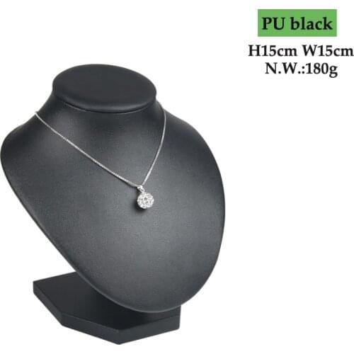 New Model Show Exhibitor 6 Options PU Black Leather Jewelry Display Woman Necklaces Pendants Mannequin Jewelry Stand Organizer