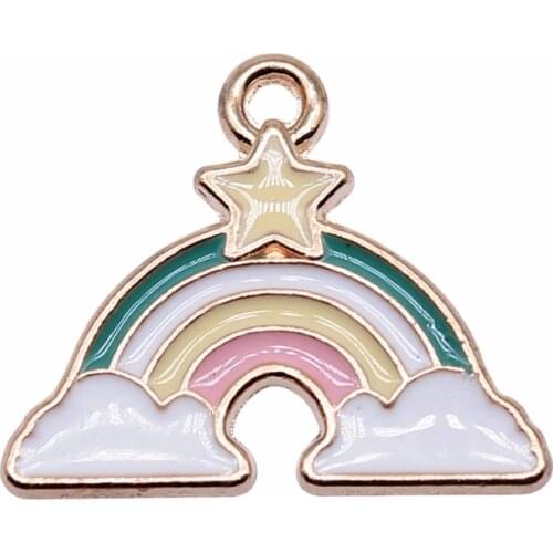 WYSIWYG 10pcs 19x16mm KC Gold Color Rainbow Charms Pendant For Jewelry Making Earring Making Accessories