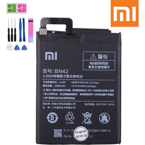 Xiao mi 100% Orginal BN42 4100mAh Battery For Xiaomi Hongmi Redmi 4 BN42 High Quality Phone Replacement Batteries