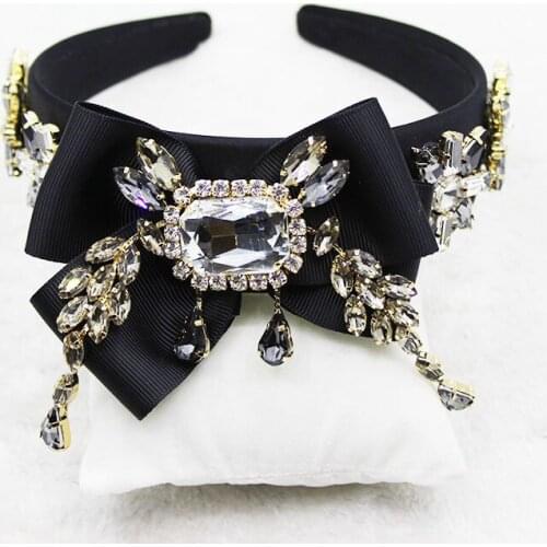 New arrival baroque exaggerated retro bows crystal hair hoop hairpin night club hair accessories bridal accessories 1507