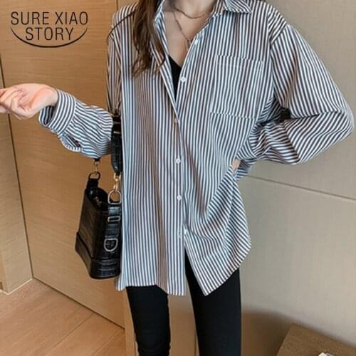 Women Loose Blouse Yellow Black Lattice Shirts Hong Kong Style Retro Stripe Shirt Plus Size Tops Blouses Vintage Blusas 7937 50
