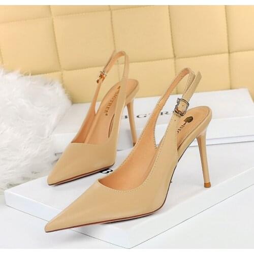 2021 Summer Women 9.5cm High Heels Crystal Sandals Lady Stripper Fetish Heels Slingback Red Sandles Plus Size 43 Nightclub Shoes