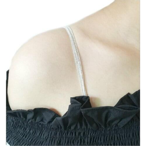 Women Luxury Design Brand Shoulder Strap Underwear Bra Belt Transparent Invisible Non Slip Buckle Adjustable Black Silver