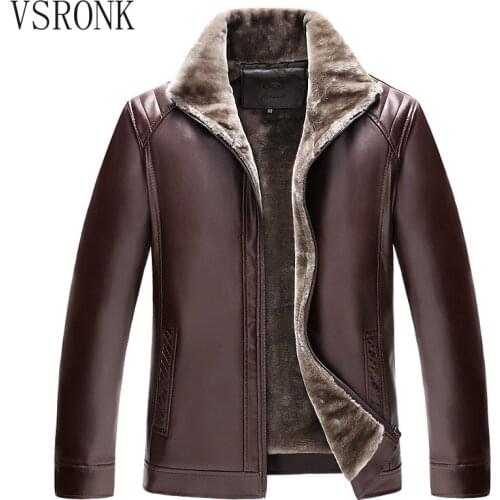 Winter Mens Leather Plus Velvet Thick Fur One Lapel Leather Jacket Warm Casual Slim Smart Mens Leather Jacket Male Winter Coats