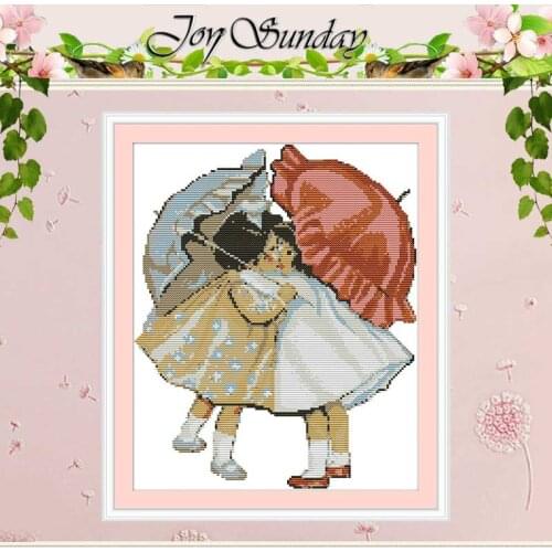 Umbrella girl kiss patterns counted 11CT 14CT Cross Stitch Sets Wholesale DIY Cross-stitch Kits Embroidery Needlework Home Decor