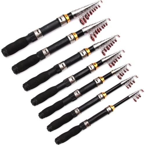 1.9/2.1m Telescopic Glass Mini Sea Fishing Rod Outdoor Portable Ultra Light Pocket Spinning Rods Black Fishing Tackle Accessorie