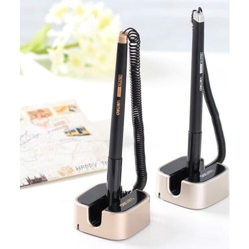 1pcs Deli 6796 bank counter, hotel front desk business neutral pen black 0.5mm, can paste 180 degree rotary pen / signature pen