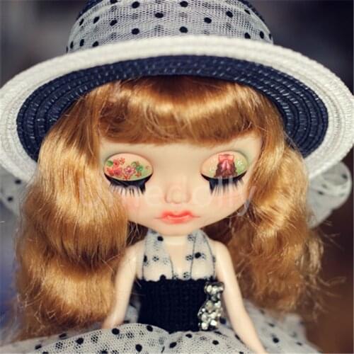 1PCS High Quality Handmade Vintage Polka Dot Strawhat for Blyth, 1/6bjd, 1/4bjd, 1/3bjd Doll Hat Clothes Outfits Accessories