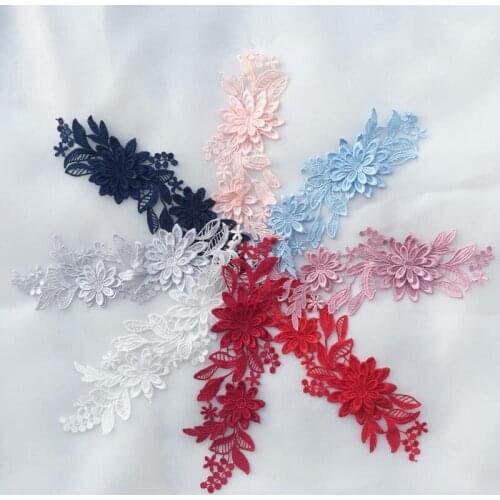 10pairs White Pink Black Lace Applique Embroidery 3D Flower Patches for Clothing Sewing Sticker Embroidery Patches For Clothing