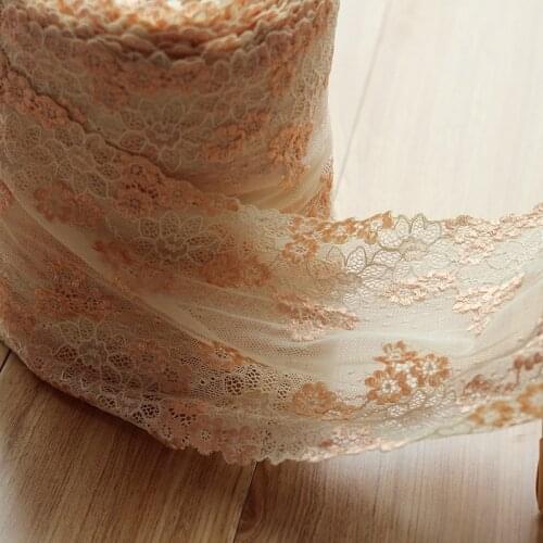 19cm wide 2 yds/lot, yellow Hair Decoration Wide Elastic Stretch Lace Trim wedding dress skirt lace trim